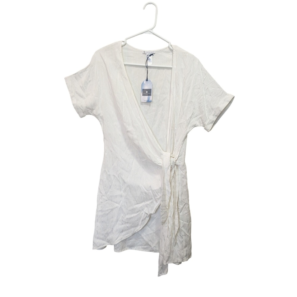 Everyday Sunday Montreal Womens S White Wrap Top‎ Short Sleeve Tie Beach Travel